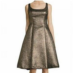 ✨Gold & Glam Nicole Miller Fit &  Flare Cocktail Dress | 6 | Timeless & Elegant✨